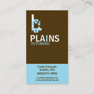 Vertical Brown and Aqua Business Card