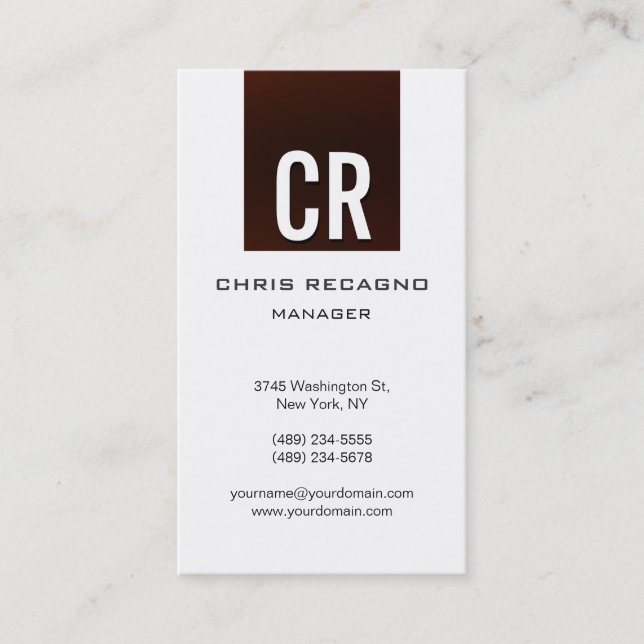 Vertical Browny Red White Background Business Card (Front)