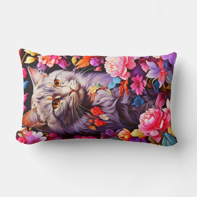Vertical cat-themed lumbar for Cat Lover Cushion (Front)