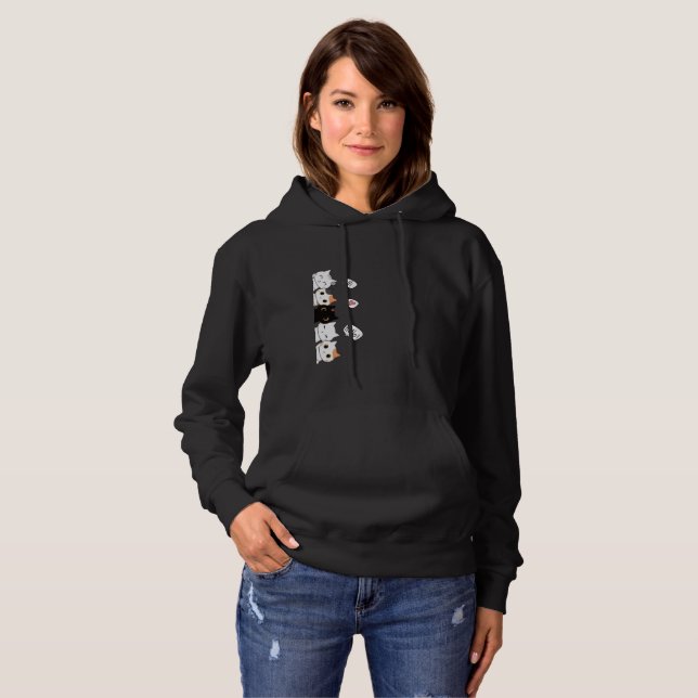 Vertical Cats Hoodie – Minimal Black & White (Front Full)
