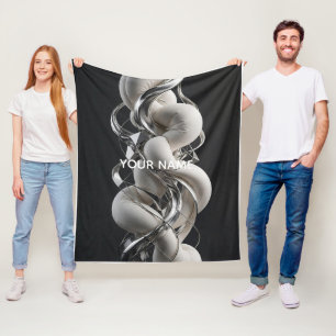 Vertical Chrome Twist - Premium 3D Abstract Fleece Blanket