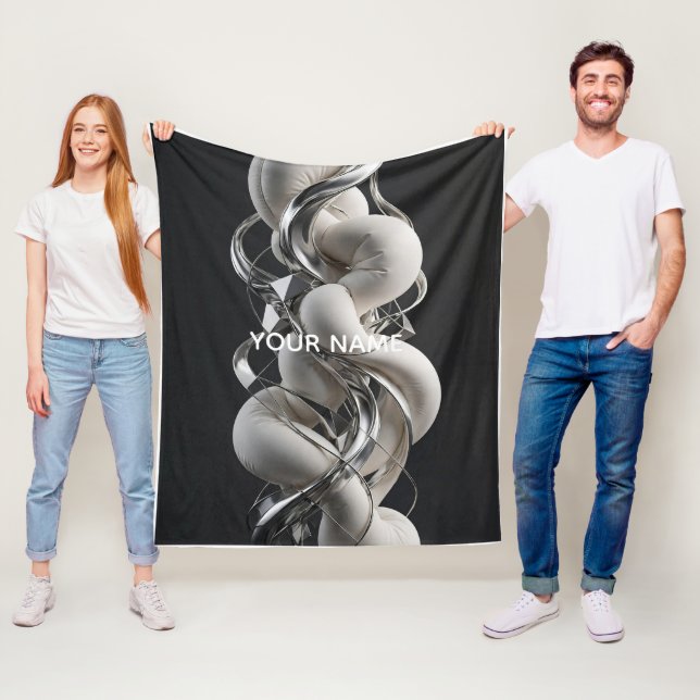 Vertical Chrome Twist - Premium 3D Abstract Fleece Blanket (In Situ)