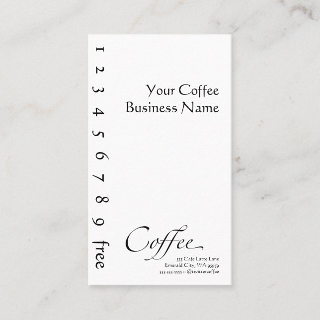 Vertical Coffee Punchcard Loyalty Card (Front)