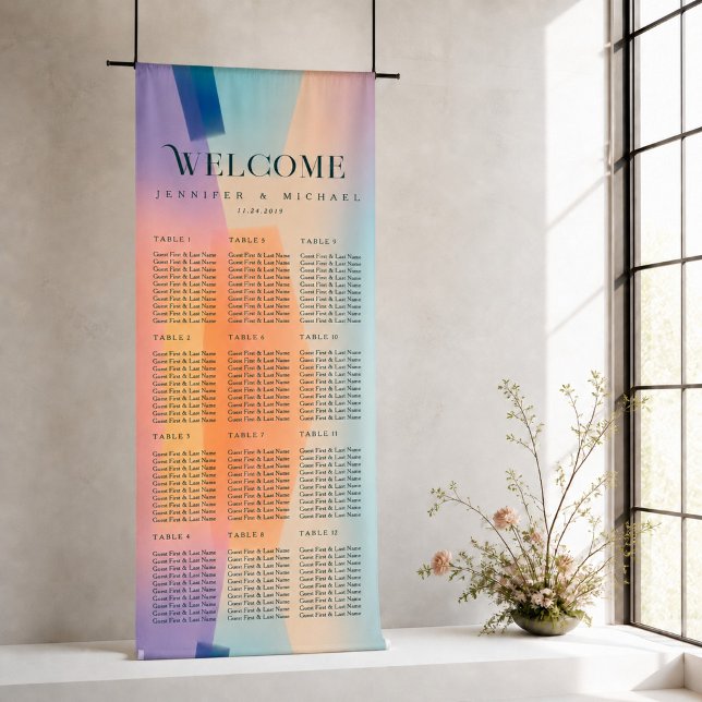 Vertical Colorblock Wedding Seating Plan Banner (Creator Uploaded)