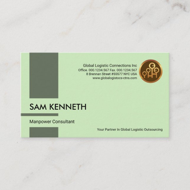 Vertical Column Stripe Manpower Recruitment Business Card (Front)