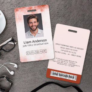 Vertical Coral Gradient Employee ID Badge