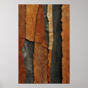 Vertical Cracked Textures in Earth Tones Poster