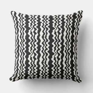 vertical, curved stripes, grey, stripes, black cushion