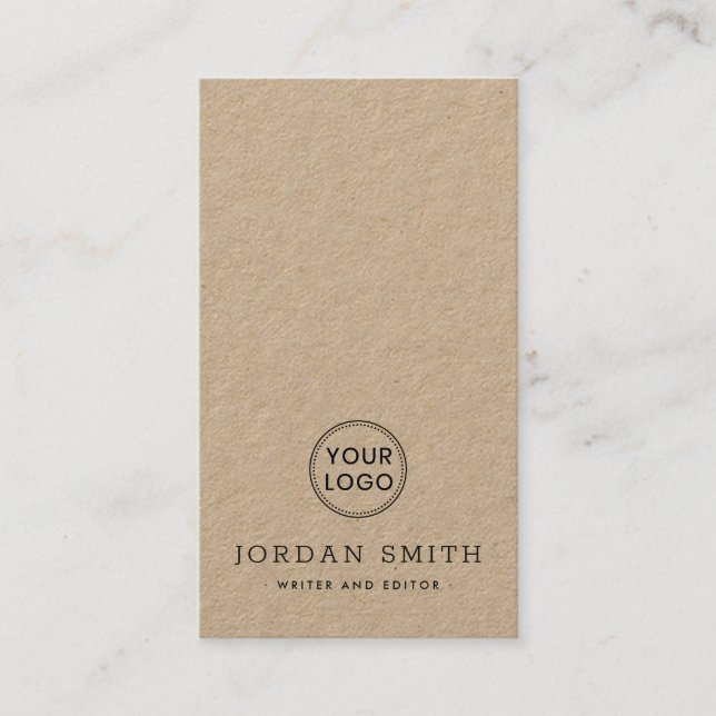Vertical custom logo modern professional Kraft Business Card (Front)