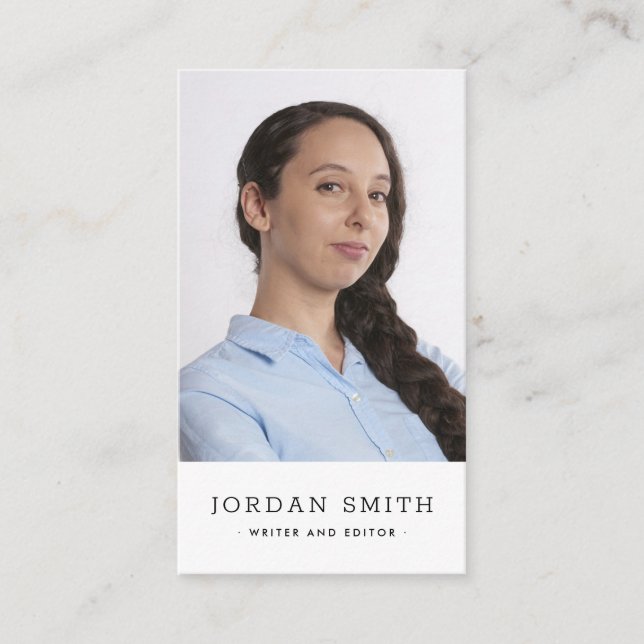 Vertical custom photo modern minimal professional business card (Front)
