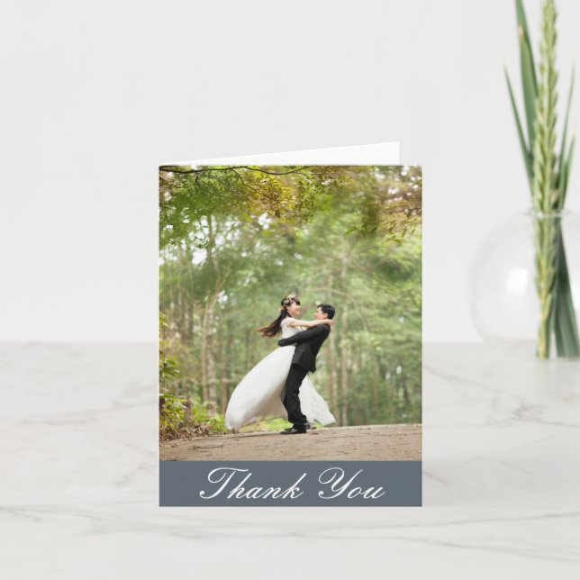 Vertical Custom Wedding Photo Thank You Card (Front)