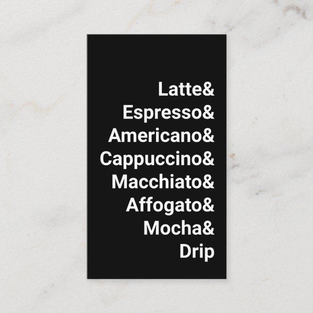 Vertical Dark Ampersand List Punch-Card Loyalty Card (Front)