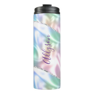 Vertical Dark Purple Script Name, Iridescent Thermal Tumbler