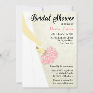 Vertical Dress & Bouquet -Bridal Shower Invite