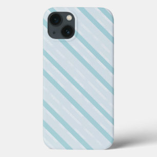 Vertical Dusty Blue and Silver Stripes iPhone 13 Case