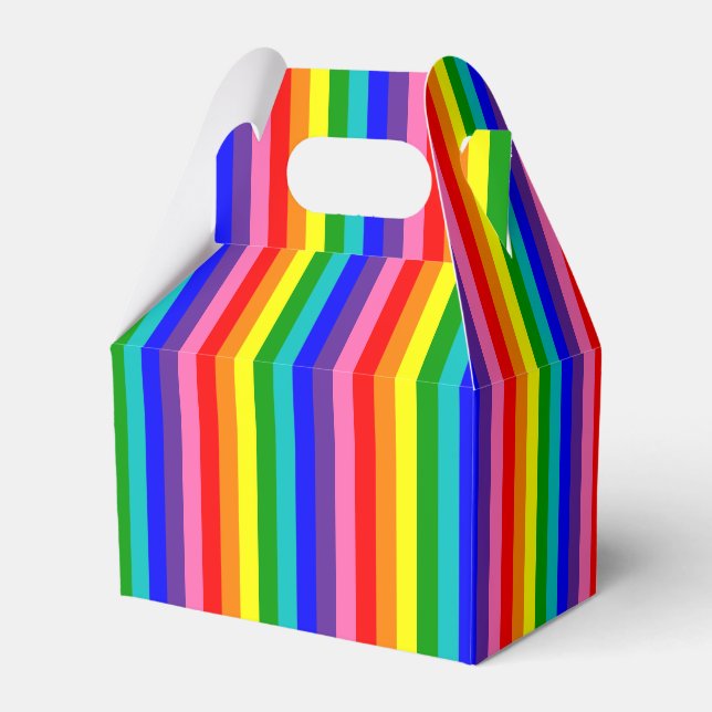 Vertical Eight Stripe Rainbow Pride Flag Favour Box (Front Side)