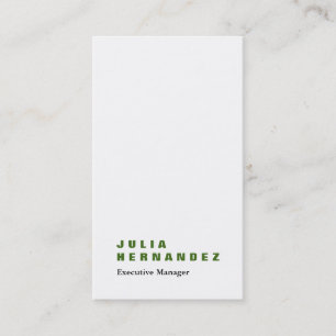 Vertical elegant impressive green white plain business card