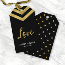 Vertical Elegant Modern Faux Gold Chevron Love