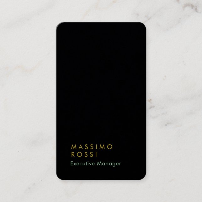 Vertical elegant unique modern black gold plain business card (Front)