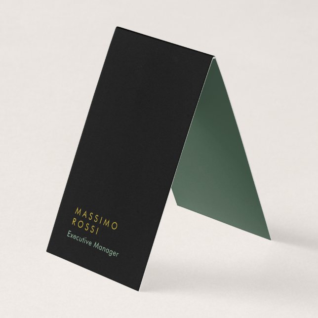 Vertical elegant unique modern black gold plain business card (Front)