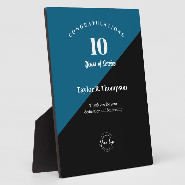 Vertical Employee years of service award blue Plaque (Side)