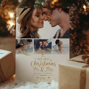 Vertical First Christmas 4 Photo Layout Holiday Card
