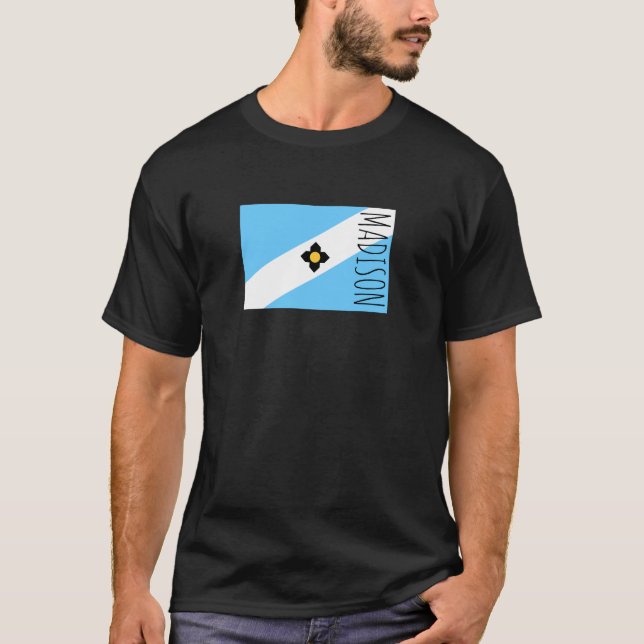 Vertical Flag of Madison, Wisonsin T-Shirt (Front)