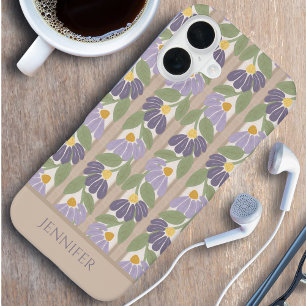 Vertical Floral Personalised Name Phone Case