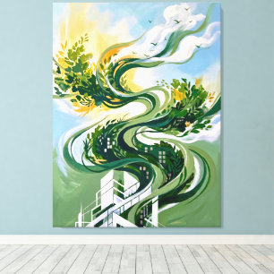 Vertical Forest Abstract Art   Green Architecture  Canvas Print