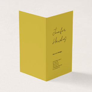 Vertical gold colour professional plain handwritin business card