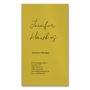 Vertical gold colour professional plain handwritin magnetic business card