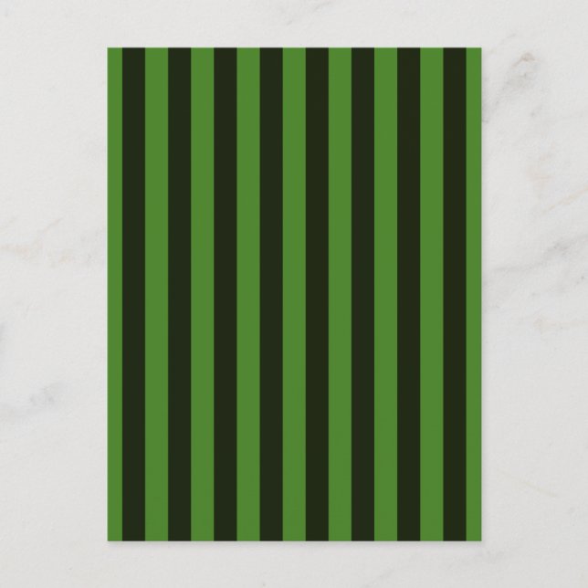 Vertical Green & Black Classic Stripes Background Postcard (Front)