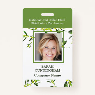 Vertical Green Foliage Photo ID Badge