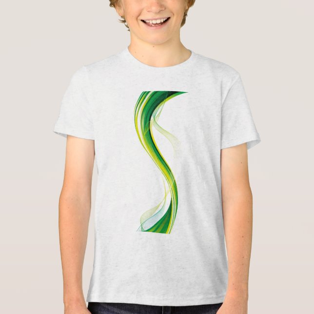 Vertical Green Wave Abstract Design-34534 Tri-Blend Shirt (Front)