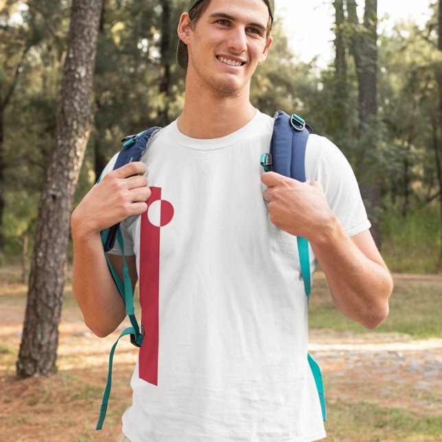 Vertical Greenland Flag In Red White Minimalist T-Shirt (Creator Uploaded)