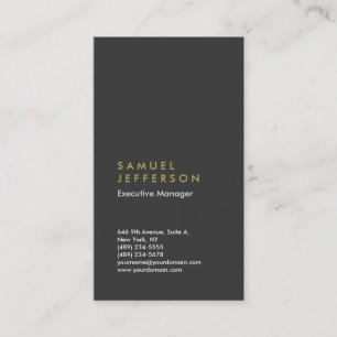 Vertical grey black professional plain modern business card