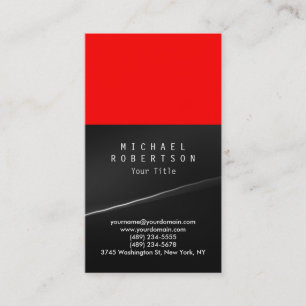 Vertical Grey Black Red Plain Business Card