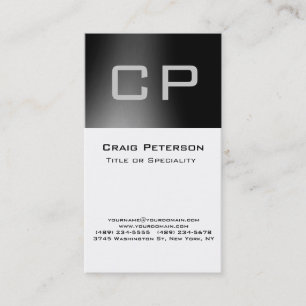 Vertical Grey Black White Monogram Business Card