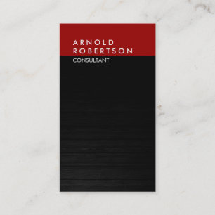 Vertical Grey Dark Red Wood Trendy Business Card