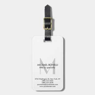 Vertical Grey Monogram Black White Luggage Tag