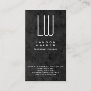 Vertical grey pattern professional modern monogram business card