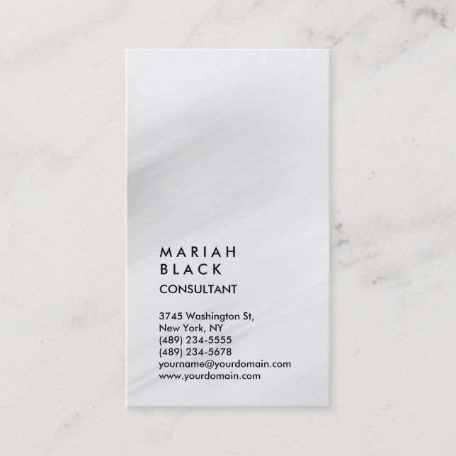 Vertical Grey Professional Trendy Business Card (Front)
