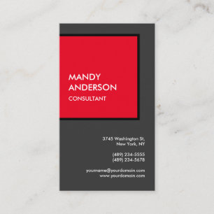Vertical Grey Red Attractive Minimalist Modern Business Card