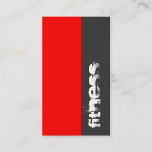 Vertical Grey Red Fitness Sport Business Card