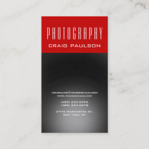 Vertical Grey Red Photography Artist Business Card