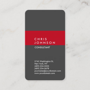 Vertical Grey Red Stripe Stylish Trendy Business Card