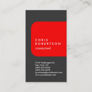 Vertical Grey Red Stylish Modern Design Business Card