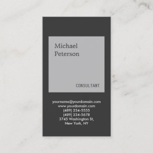 Vertical Grey Stripe Consultant Business Card