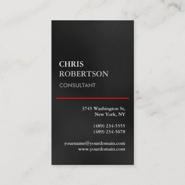 Vertical Grey Stylish Attractive Business Card (Front)