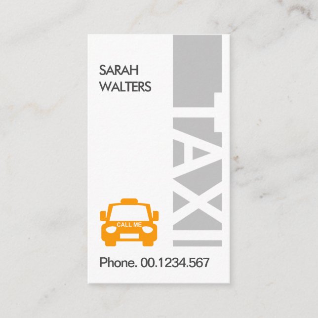 Vertical Grey TAXI Signage Taxi Cab Driver Business Card (Front)
